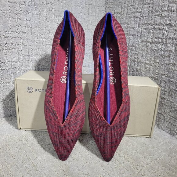Rothys The Point Crimson Heather Retired Pointy Toe Slip on Shoes Multiple Sizes - Picture 1 of 15